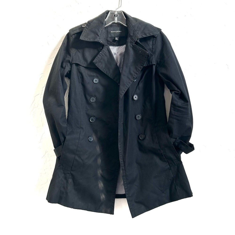 Banana Republic Petite Black Double-Breasted Trench Coat - Picture 3 of 5